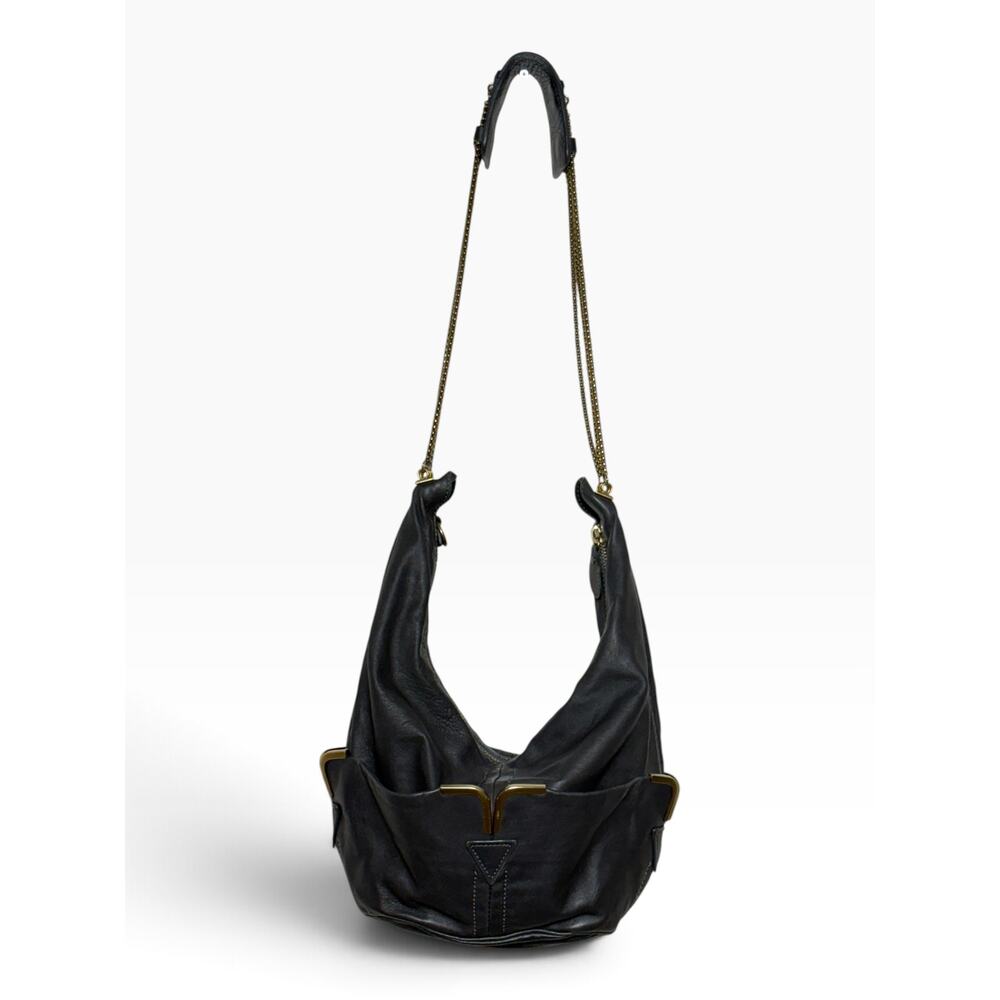 Chloé Vintage 2008/2009 Milton Triple Chain Hobo Bag Gray Leather Gold Hardware - Picture 3 of 11